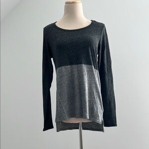 Black Long Sleeve T-Shirt with Two-Tone Design